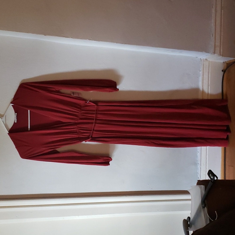 Charlotte Russe | Grecian Deep-V Burgundy Maxi Dress | XS | NWT